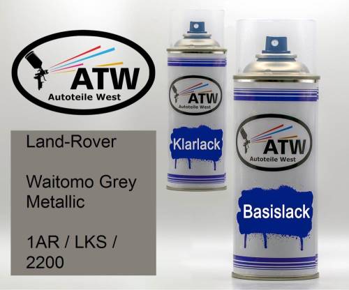 Land-Rover, Waitomo Grey Metallic, 1AR / LKS / 2200: 400ml Sprühdose + 400ml Klarlack - Set, von ATW Autoteile West.